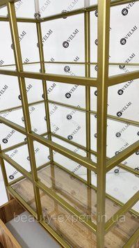 Вітрина етажерка Gold із скриньками для косметики Стелаж пристінний вітрина для салонів краси VM67