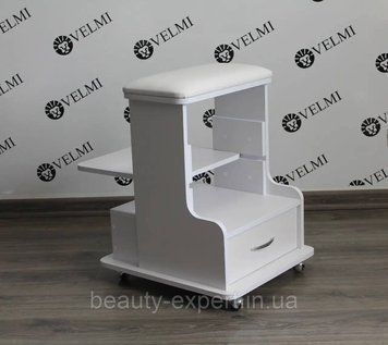 Педикюрная підставка візок пуф для педикюру підставка для ніг +висувний ящик+ полиця для манікюрної витяжки