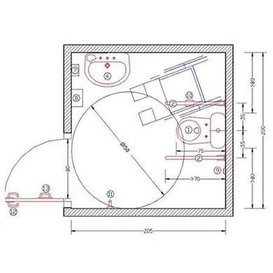 Настінний кутовий поручень з нахилом для ванних кімнат людям з обмеженими фізичними можливостями