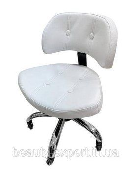 Стул для мастера низкий стульчик для мастера педикюра со спинкой А780L white