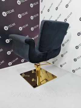 Перукарське гідравличне крісло Diva Gold для перукаря на квадраті золото