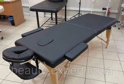 Двухсекционный Деревянный массажный складной стол Premiere black кушетка с сумкой для транспортировки