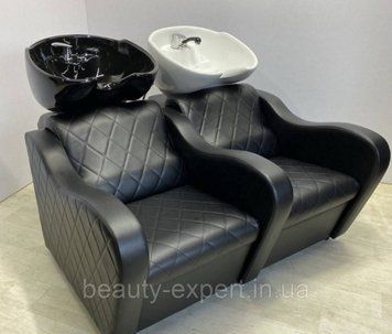 Стильна подвійна мийка для перукарень Кетрін Стронг White & Black крісло-мийки в салон краси