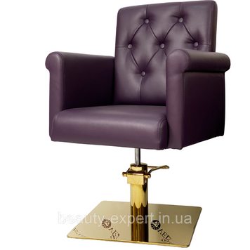 Крісло перукарське на ГІДРАВЛІЦІ MENSON Dark Orchid на квадратній базі Gold VM873 GK