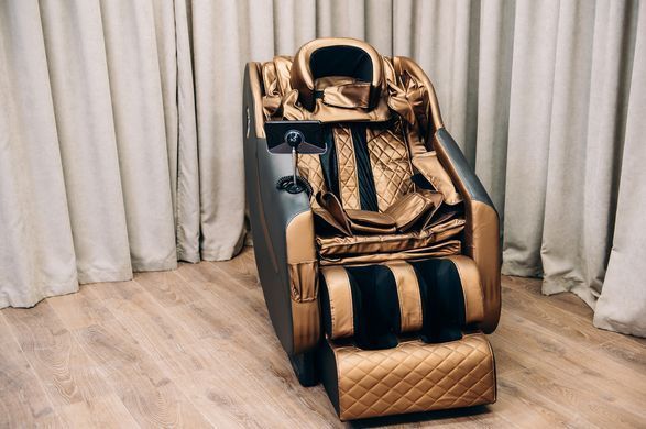 Крісло масажне з 6 масажними блоками XZERO V12+Premium Black & Gold з функцією 0 гравітації