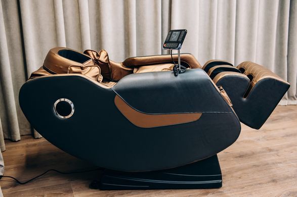 Крісло масажне з 6 масажними блоками XZERO V12+Premium Black & Gold з функцією 0 гравітації