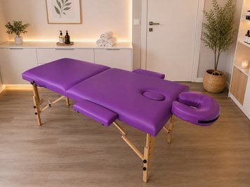 Складной массажный стол кушетка Ширина-80 см Relanto (2-секции) Purple