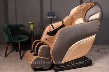 Крісло масажне з функцією витягування XZERO Y15 SL Premium Brown&Gold -користувач до 135 кг, до 195см зростання