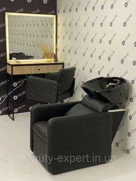 Парикмахерская мебель Комплект Polo Premium 3в1: мойка парикмахерская, кресло и зеркало со столиком для салона