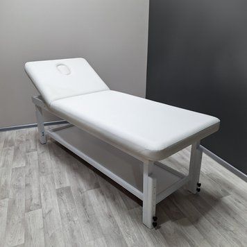 Дерев'яна кушетка масажна біла косметологічна KP-11 WHITE Масажні столи механічні