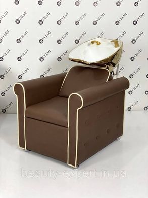 Набор мебели для парикмахерского зала&nbsp;PERFETTO GOLD: мойка с золотой керамикой + парикмахерское кресло