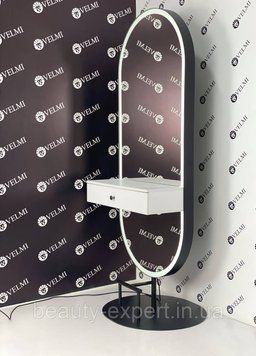 Рабочее место парикмахера Shine овальное одностороннее зеркало с подсветкой для салонов красоты VM_740